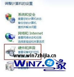点击硬件和声音 点击硬件和声音